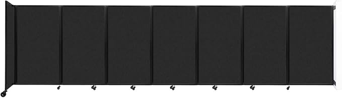 Versare Room Divider 360 Wall-Mounted Folding Partition | Locking Wheels | Temporary Room Separator | 19'6" x 5' Black SoundSorb Panels