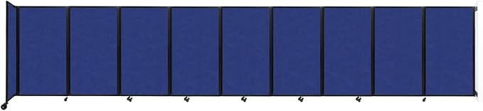Versare Room Divider 360 Wall-Mounted Folding Partition | Locking Wheels | Temporary Room Separator | 25' x 5' Blue SoundSorb Panels