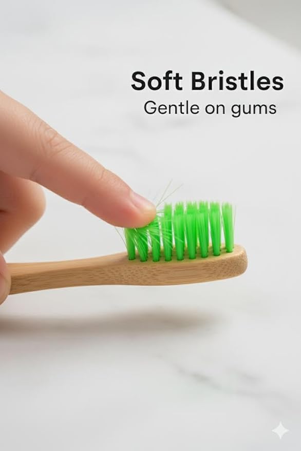 MeeRoh Bamboo Toothbrush for Kids – Eco-Friendly, Soft Bristles, 4-Pack