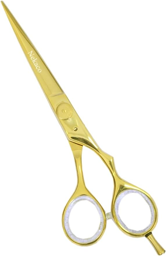 Professional 6.5 inches Hair Cutting Scissors, Premium Quality Stainless Steel Hair Scissors, Hair Shears with Adjustable Screw for Barber Salon & Home (Gold, 6.5 inches)