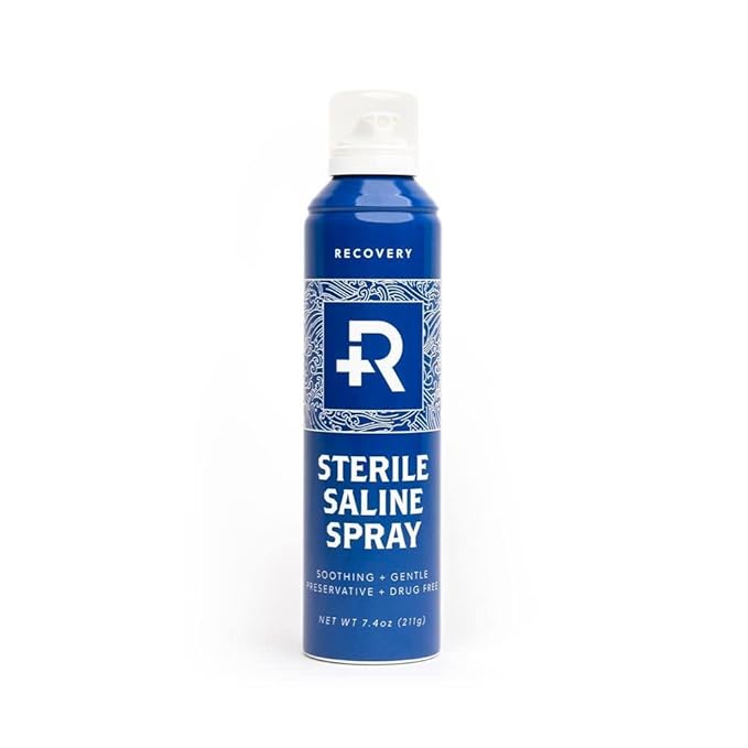Recovery Aftercare Saline Piercing Aftercare Spray - Sterile Saline Solution for Ear, Belly & Nose Piercings - Removes Dirt & Debris - Soothing & Gentle Cleaner - Vegan & Preservative-Free (7.4 oz)
