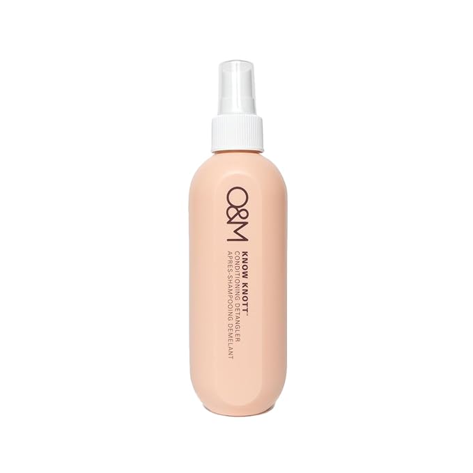 O&M Know Knott Hair Detangler Spray for Women + Kids, Leave in Conditioner Mist Hairspray, Softens, UV Protection, After Swim, Hair Cutting Spray, Vitamin B + Argan Oil, Cruelty Free + Vegan, 8.4oz