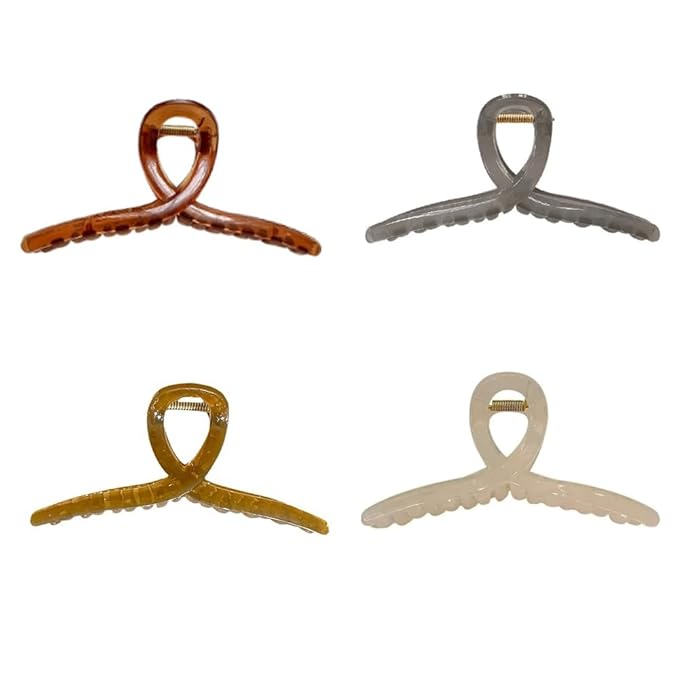 large claw clips, jumbo hair clip, claw hair clips for women, hair clips for thin hair, 4 pcs, 6-inch, Neutral Color.