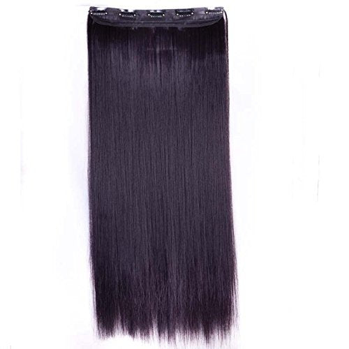 S-noilite® Elegant 30"(76cm) Longest Straight Dark Black Mix Dark Purple 3/4 Full Head One Piece 5 Clips Clip in Hair Extensions