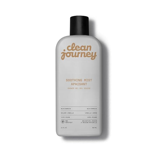 cleanjourney Body Wash, EWG Verified Shower Gel with Niacinamide and Glycerin, Clean Ingredients, Vegan, Soothing Mist, Golden Vanilla, 12 Fl Oz