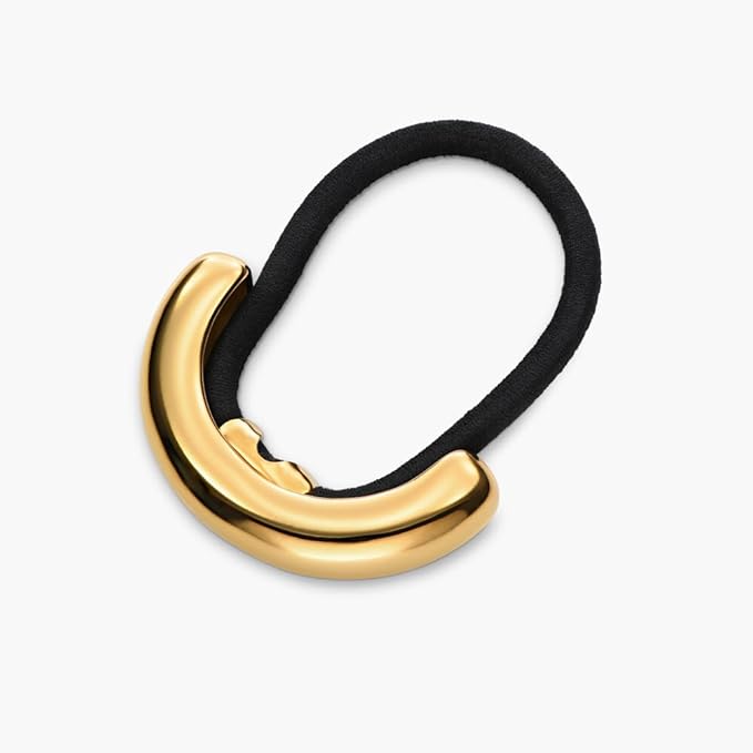 OAK & LUNA - Designer Pony Cuff - Hair Accessory for Her, Women - Dainty Gift for Birthday, Christmas (Half Moon, Stainless Steel with Gold Plating)