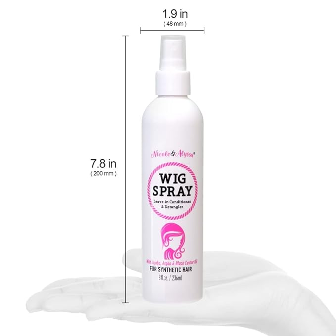 Nicole & Alyssa - Wig Spray For Synthetic Hair 8oz - Leave-in Conditioner, Detangler, Moisturizer (Pack of 2)