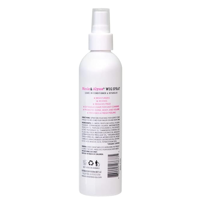 Nicole & Alyssa - Wig Spray For Synthetic Hair 8oz - Leave-in Conditioner, Detangler, Moisturizer (Pack of 2)