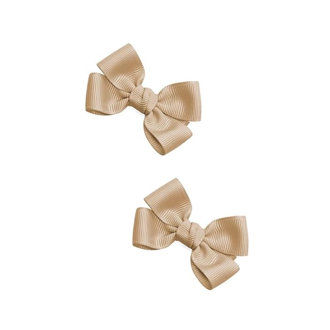 Girls' Handmade Butterfly Hair Clips, Set of 2, Snag-free, No-Slip (Tan)