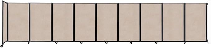 Versare Room Divider 360 Wall-Mounted Folding Partition | Locking Wheels | Temporary Room Separator | 25' x 5' Beige SoundSorb Panels
