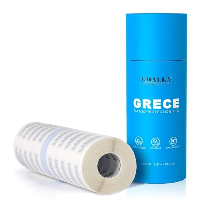 Emalla GRECE Tattoo Aftercare Bandage, Waterproof Second Skin Tattoo Cover Up Tape Patch 8" x 11 Yards Roll Flexible Tattoo Bandage for Healing Skin 0.02mm Tattoo Protection Film Tattoo Supplies