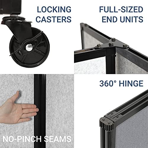 Versare Room Divider 360 Wall-Mounted Folding Partition | Locking Wheels | Temporary Room Separator | 19'6" x 5' Marble Gray SoundSorb Panels
