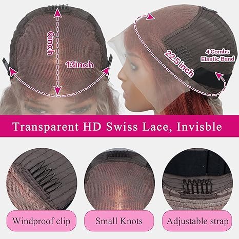 Reddish Brown Lace Front Wigs Human Hair 13x6 Body Wave Lace Front Wigs Human Hair Pre Plucked 24inch 180% Density HD Full Lace Frontal Colored Wigs for Women