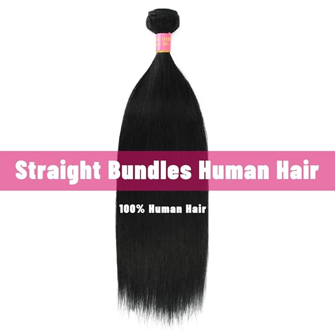 24 Inch Straight Bundles Human Hair Brazilian Virgin Straight Double Weft 12A Grade Human Hair Straight Bundles Natural Color