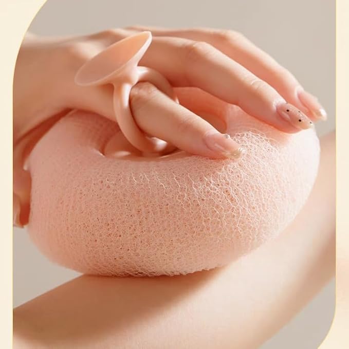 Super Soft Sunflower Suction Cup Bath Ball, 2025 Upgraded 2-in-1 Sunflower Ball Exfoliating Bath Sponge Cleaning Brush, Mesh Shower Body Sponge Accessories for Women, Men Shower (Cyan+Pink)