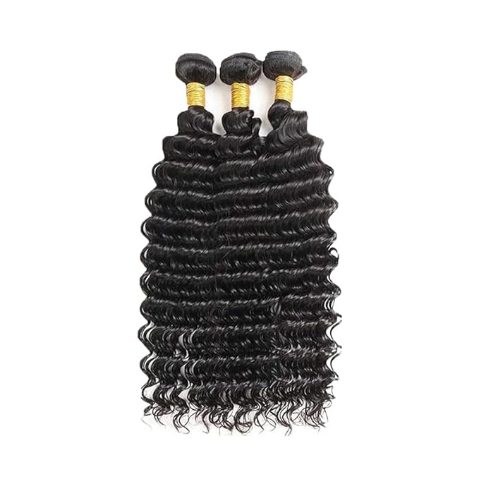 28 30 32 Inch Deep Wave Bundles Human Hair Unprocessed Brazilian Virgin Hair Deep Wave Weave Bundle Real Natural Black Human Hair Extensions 150g