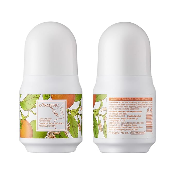 Aluminum Free Deodorant for Women, Mini Travel Size Body Antiperspirant for Women, Orange Fresh Anti Sweat Roll-On Deodorant - 1.76 Oz
