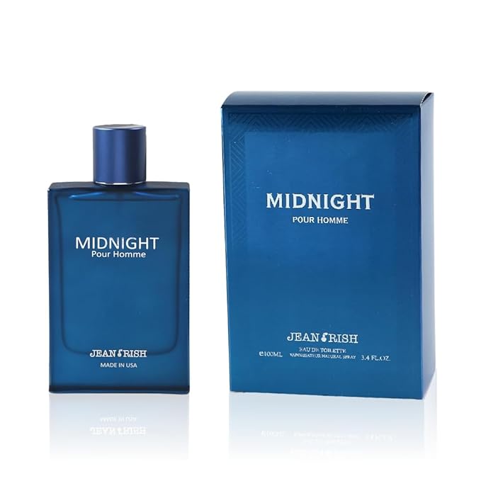Jean Rish Midnight Pour Homme Eau De Toilette for Men (3.4 Fl Oz / 100ml) with Bergamot, Lavender & Patchouli - Long Lasting and Luxury Fragrance