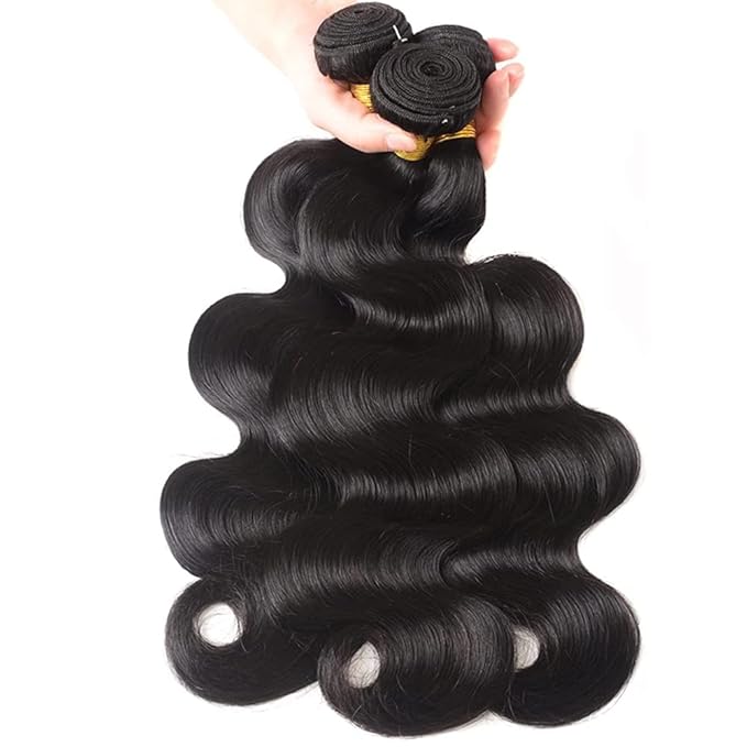 Natural Black Body Wave Human Hair Bundles Color #1B 14 16 18 Inch 3 Bundles 8A Remy for Black Women