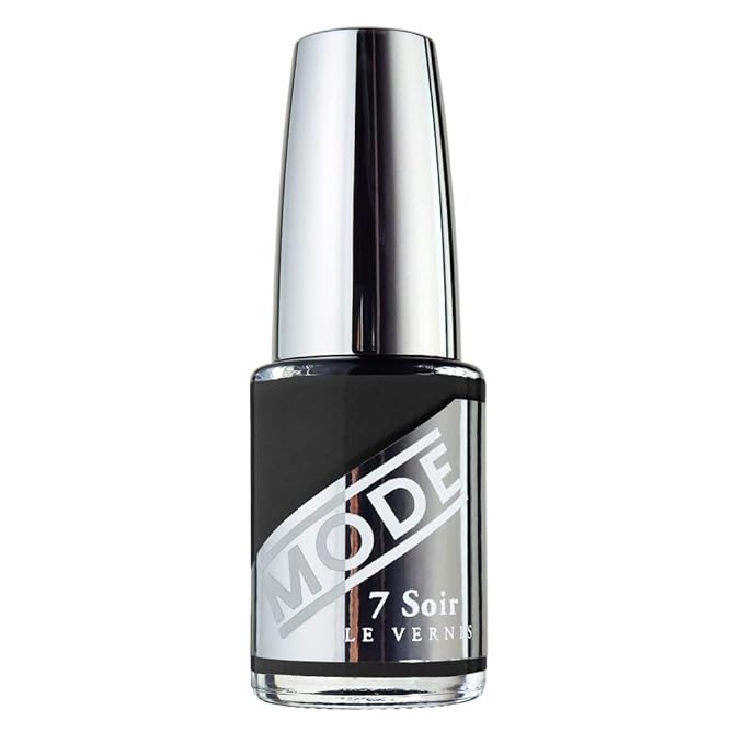 MODE Dark Gray Charcoal Nail Polish Long Lasting Fade Free Nail Lacquer Color, Nourishing Chip Resistant Strengthening Protection, Vegan, Pro Wide Brush, Made in NY, 7 Soir Le Vernis Throwing Shade