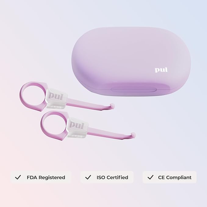 PUL Aligner Care Convenience Kit – Case + 2-in-1 Tool for Invisalign, Retainers, Partial Dentures, Mouth & Night Guards & More – Gray Case & 2-Pack of Blue Aligner Seating Chewie & Removal Tool