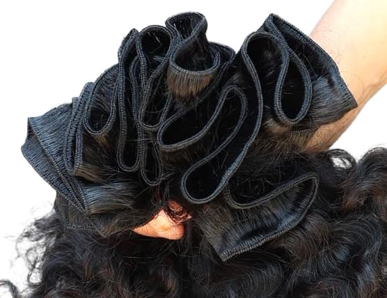 IDM Raw Indian Hair Weft Bundles, Natural Soft Curly, 100% Human Hair (18"20"22" Curly 3Bundles)