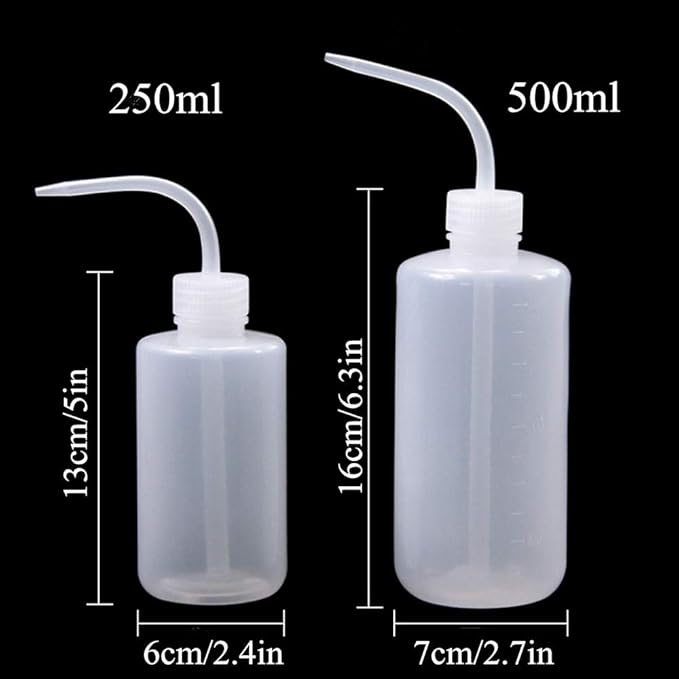 Yuelong Plastic Squeeze Bottle - 2Pcs Safety Wash Bottle 500ml&250mL Convenient Green Soap Supply Tattoo Squirt Bottles with Scale Labels for Medical Label Tattoo Supplies