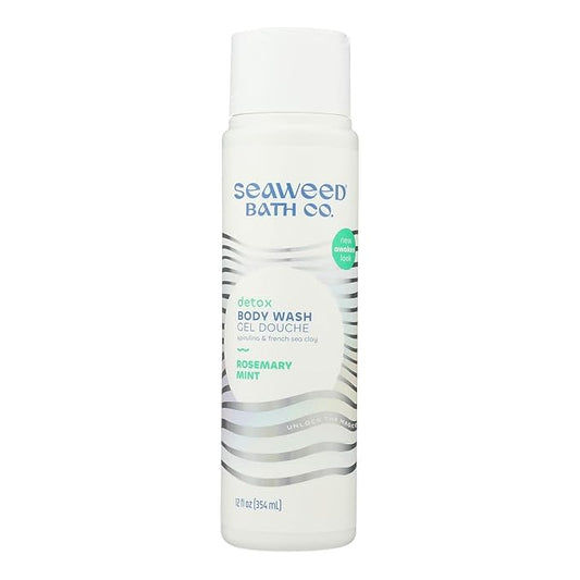 Seaweed Bath Co. Detox Body Wash, Rosemary Mint Scent, 12 Ounce, Shower Gel for Men & Women, Vegan, Paraben Free, Sulfate Free, Cruelty Free