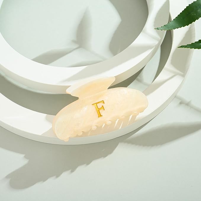 LILIE&WHITE Acrylic Letter Hair Clips For Women Stylish F Initial Hair Claw Alphabet Hair Clip Fashion Glitter Monogram Claw Clip Elegant And Durable Hair Accessory Large Hair Clips F