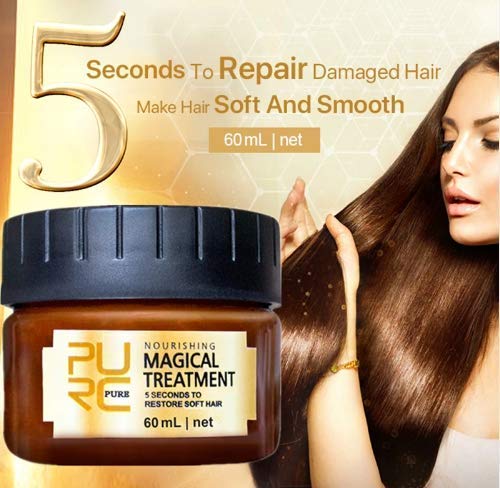 Omaky 60ml Magical Hair Treatment Mask 5 Seconds Repairs Damage Hair Advanced Molecular Hair deep Conditioner Roots Treatment Return Bouncy Restore Elasticity Hair Care Essence