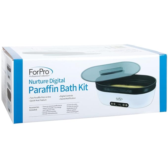 ForPro Nurture Digital Paraffin Bath Kit, All-In-One Paraffin Wax Kit for Hands and Feet, Includes 3 Lb. Paraffin Wax, Thermal Mitts & Booties, 100 Liners and Accessories