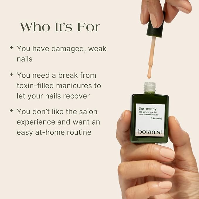 Botanist Nail Rescue Kit | Nail Strengthening Polish + Growth Serum | Grow and Strengthen Nails Damaged from Acrylics, Dip, and Gel Manicures | Non-Toxic, 84% Plant Based, 21-Free & Vegan (Nude)