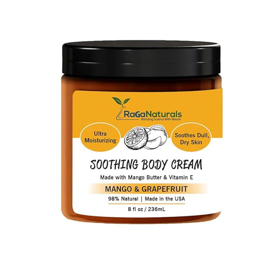 RaGaNaturals Mango Butter Hand & Body Cream for Dry Skin - All Natural, Tropical, Smell Good Moisturizer with Vitamin E and Avocado Oil - Non-Greasy, Vegan, Cruelty-Free Lotion for Women, Men - 8 Oz