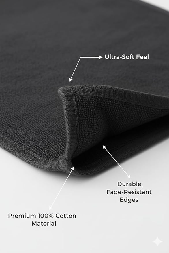 BIOLINEN Cotton Washcloth Towel Set, 12"x12", Pack of 24, Ultra Soft, 100% Cotton, Multi-Purpose Rags (Grey, 12 x 12-24 Pack)