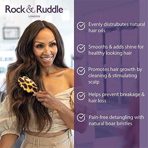 Rock & Ruddle Natural Mixed Boar Bristle Hair Brush for Women and Kids (Small/Travel Size, 17.5cm) - Perfect for Wet or Dry Hair, Detangling Smoothing Blowdrying - Made in UK - Cute Cats