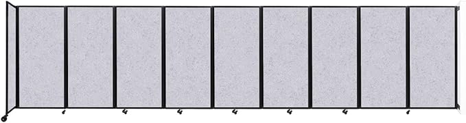 Versare Room Divider 360 Wall-Mounted Folding Partition | Locking Wheels | Temporary Room Separator | 25' x 6' Marble Gray SoundSorb Panels