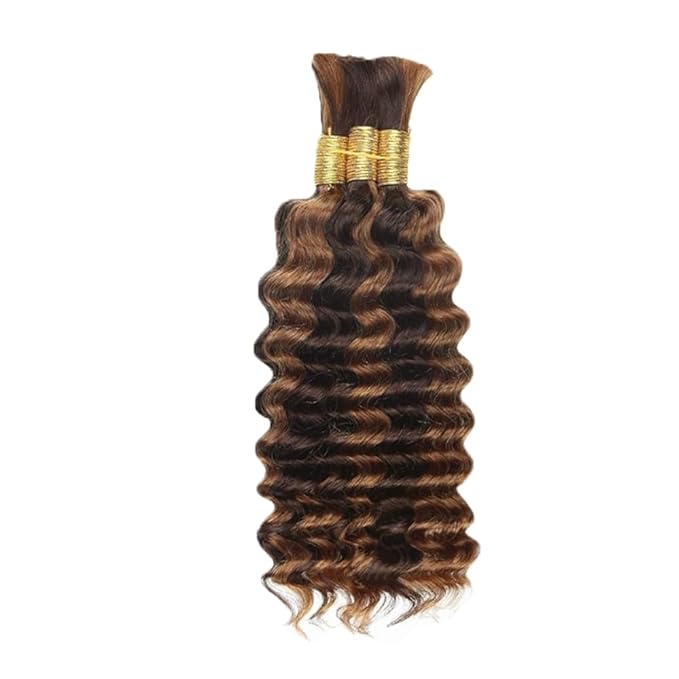Brown Braiding Hair Deep Wave Bulk Color 4 Human Braiding Hair 26 26 26 Inch 150g/3 Bundles Deep Curly P430 Brown Boho Virgin Hair Extensions