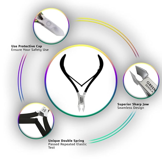 Professional Cuticle Trimmer with Cuticle Pusher Nail Cuticle Remover Nipper Silver Stainless Steel Sharp Blades Manicure Tools with Double Spring Nail Care Pedicure Nail Tools Home Spa (Black)