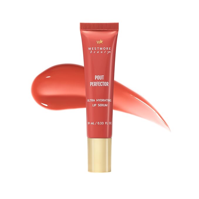 Westmore Beauty Pout Perfector Lip Gloss – Intensely Hydrating Sheer-Tinted Balm with Hyaluronic Acid & Vitamin E – Plumps & Nourishes Dry, Cracked Lips for a High Shine Finish – Soft Peach, .33 oz