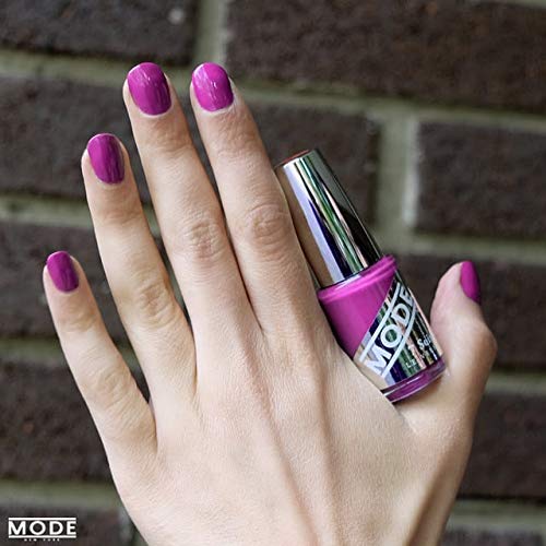 MODE Berry Pink Magenta Nail Polish Color, Long Lasting Nail Lacquer, Chip Resistant Strengthening Protection, Pro Wide Contour Brush, Made in NY USA, Vegan, 7 Soir Le Vernis, Cafe Society