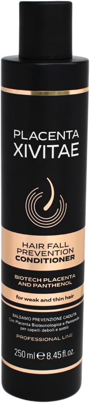 Conditioner for Damaged Hair Fall Prevention with Biotech Placenta 250 ml - Moisturizing and Strengthening - Professional Deep Hair Conditioner with Organic Hazelnut Extract and Panthenol