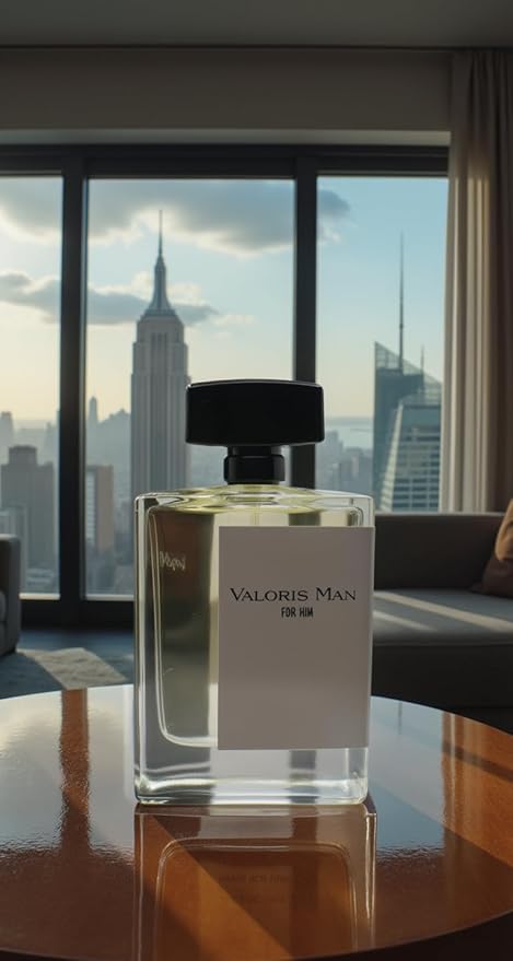 Valoris Man Eau de Parfum, Citrus and Spice Fragrance with Leather and Musk Notes