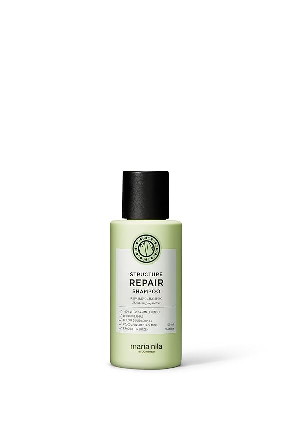 Maria Nila Structure Repair, Shampoo 3.4 Fl Oz, For Damaged & Chemically Treated Hair, Algae Extract Rebuilds & Moisturizes, 100% Vegan & Sulfate/Paraben free