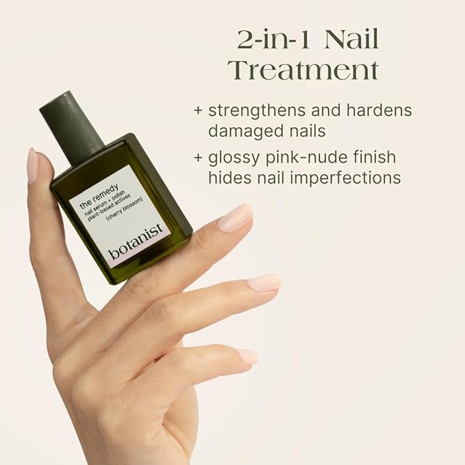 Botanist Nail Rescue Kit | Strengthening Polish + Growth Serum | Grow and Strengthen Nails Damaged from Acrylics, Dip, and Gel Manicures | Non-Toxic, 84% Plant Based, 21-Free & Vegan (Cherry Blossom)