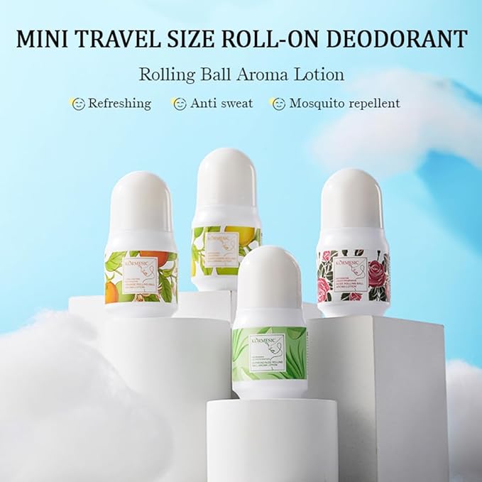 Aluminum Free Deodorant for Women, Mini Travel Size Body Antiperspirant for Women, Rose Fresh Anti Sweat Roll-On Deodorant - 1.76 Oz
