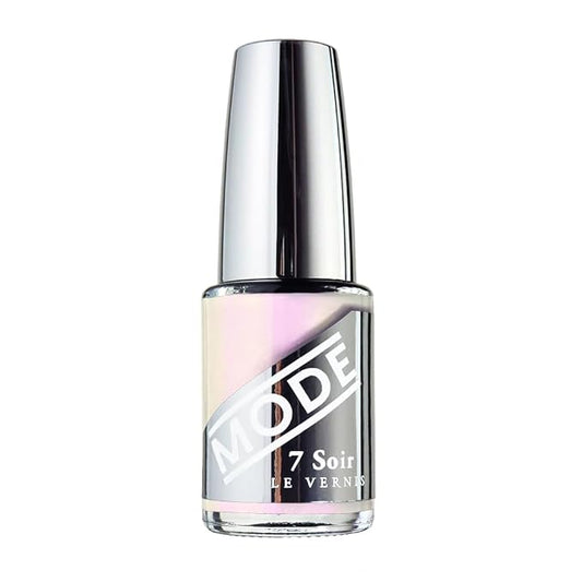 MODE Nail Polish Iridescent Mother of Pearl Ultraviolet White Nail Lacquer, Long Lasting Chip Resistant Strength, UV Protection Care, Made in NY USA, 7 Soir Le Vernis - Ball Culture