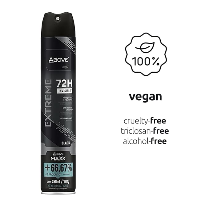 ABOVE Extreme Men Black MAXX - 72H Antiperspirant Spray Deodorant for Men 8.45 Fl Oz | Aluminum-Free | Fresh Mist, No Stain & Alcohol, Long-Lasting Men's Deodorant Spray | Lavender and Oliban