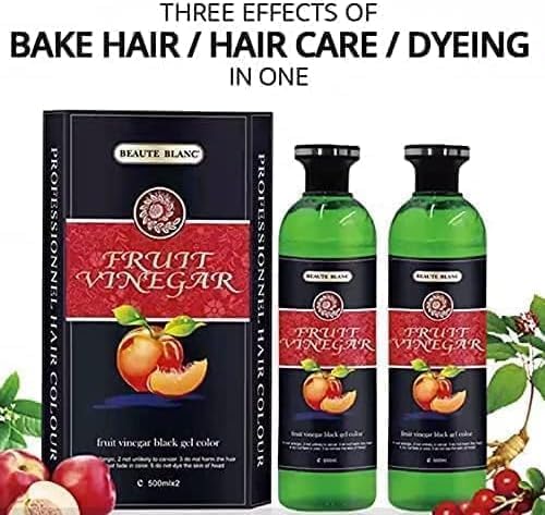 Beaute-Blanc Professional Fruit Vinegar Black Gel Color, Green Glass Bottle, 500ml x 2, Hair Treatment