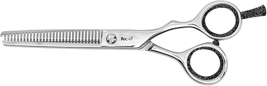 Cricket Centrix Roc-It Dog RT 30 Thinning Shears for Hair Cutting 5.75", Barber Shears Professional for Women & Men, Haircut Scissors for Texturizing with Precision Blade, Shimmering Night Black
