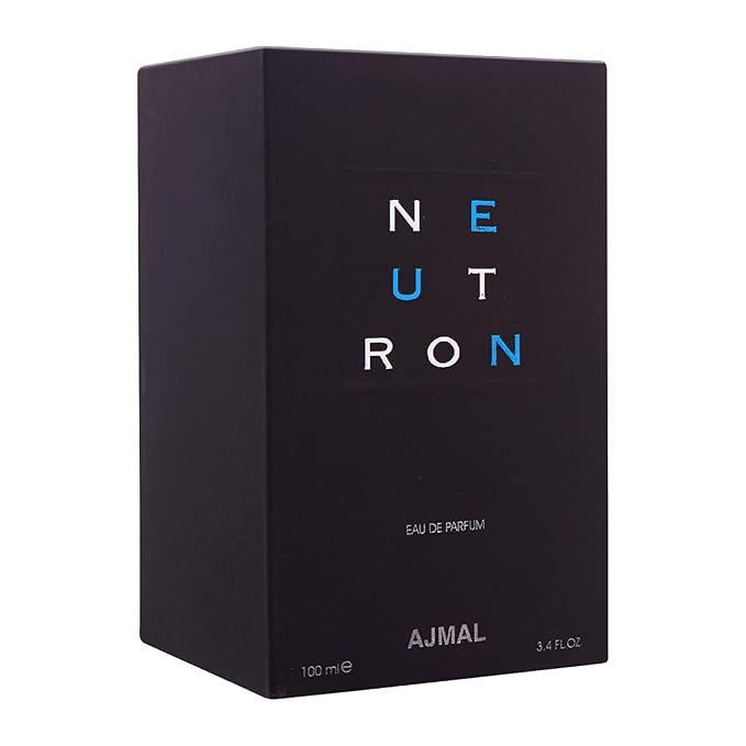 Ajmal Neutron Eau de Parfum for Men – 3.4 oz / 100 ml | Fresh Fruity-Musky & Woody Fragrance | Long-Lasting Modern Masculine Scent from Dubai